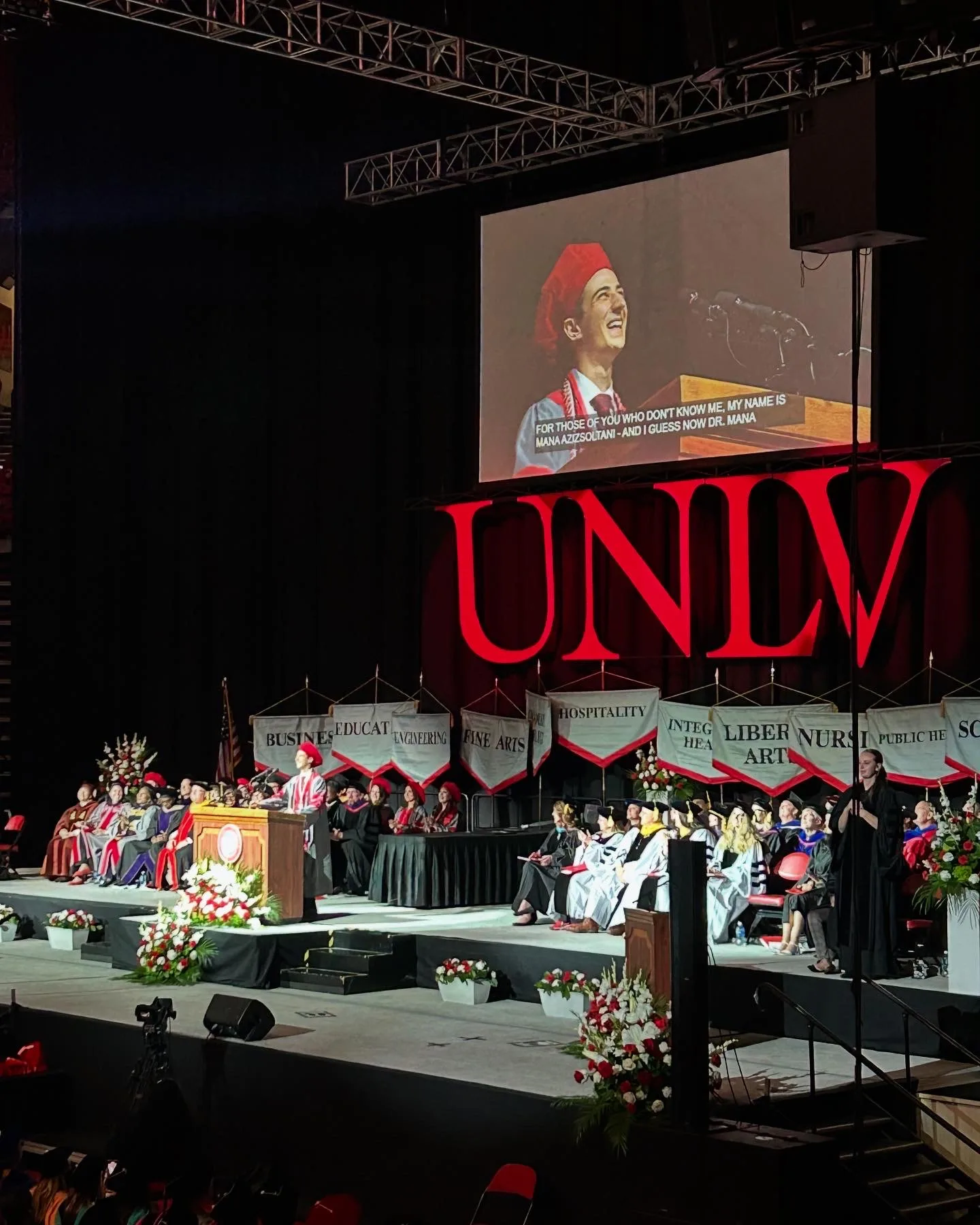 Mana Azizsoltani speaking at UNLV commencement