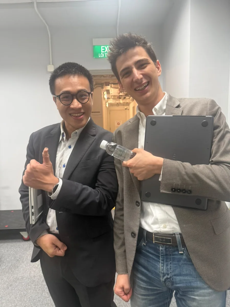 Mana Azizsoltani with an IT colleague during his work trip in Vietnam