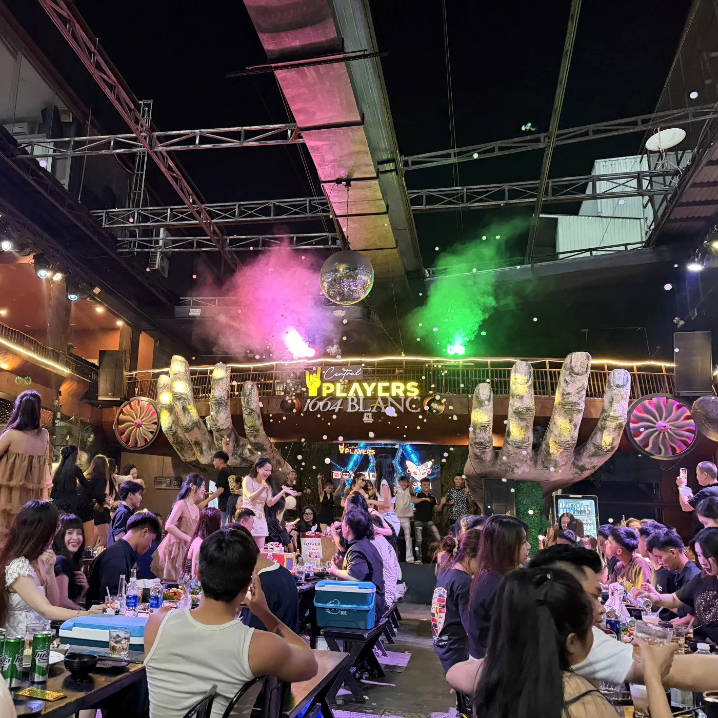 Colorful club scene during a Monday night out in Da Nang, Vietnam
